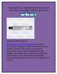 The BlueOptics© BO25K13610D Quad Small Form-Factor Pluggable (QSFP) transceiver.docx